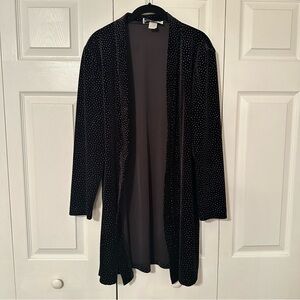 Vtg Ronni Nicole Jacket Womens 12 Black Velvet Open Duster Long Sleeve Studded